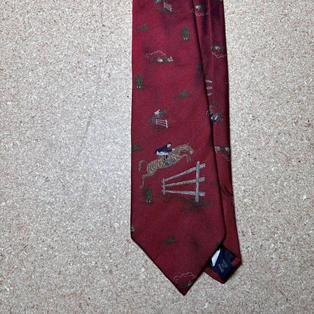 Vintage Polo Ralph Lauren necktie, Equestrian motif in 100% Silk